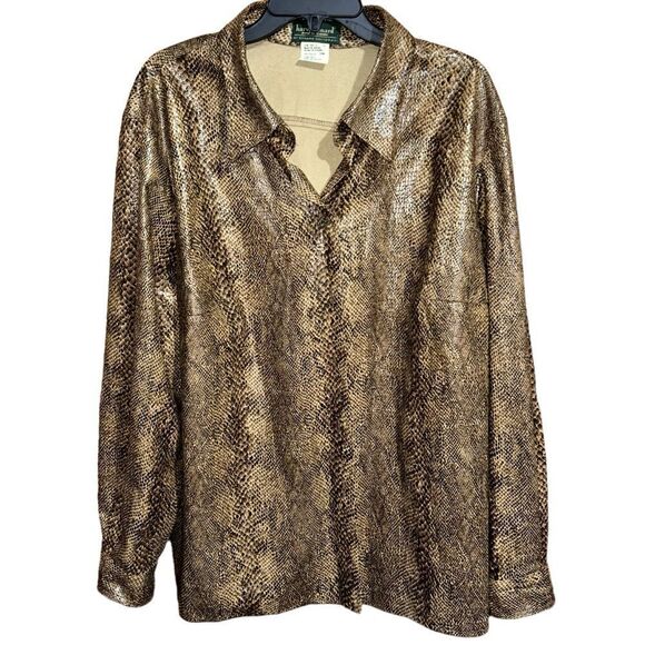 Harve Bernard Womens Vintage Plus Size Snakeskin Print Button Down Top sz 24W - Picture 1 of 3